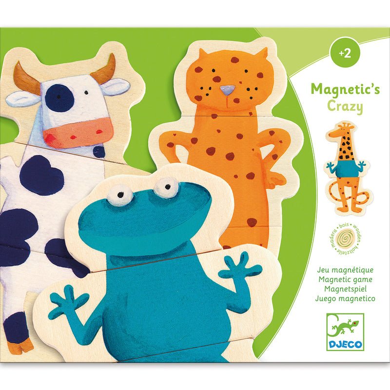 24 piece Wooden Magnetic Crazy Animals Set - Djeco