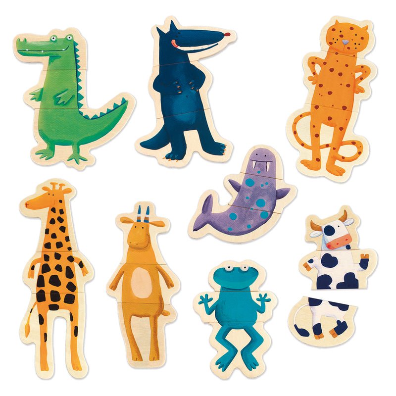24 piece Wooden Magnetic Crazy Animals Set - Djeco