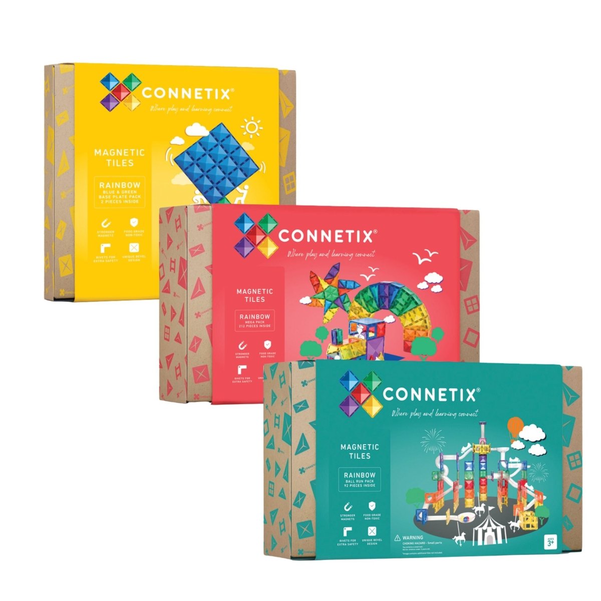 Connetix Tiles - 306 Piece Rainbow Mega Ball Run Bundle