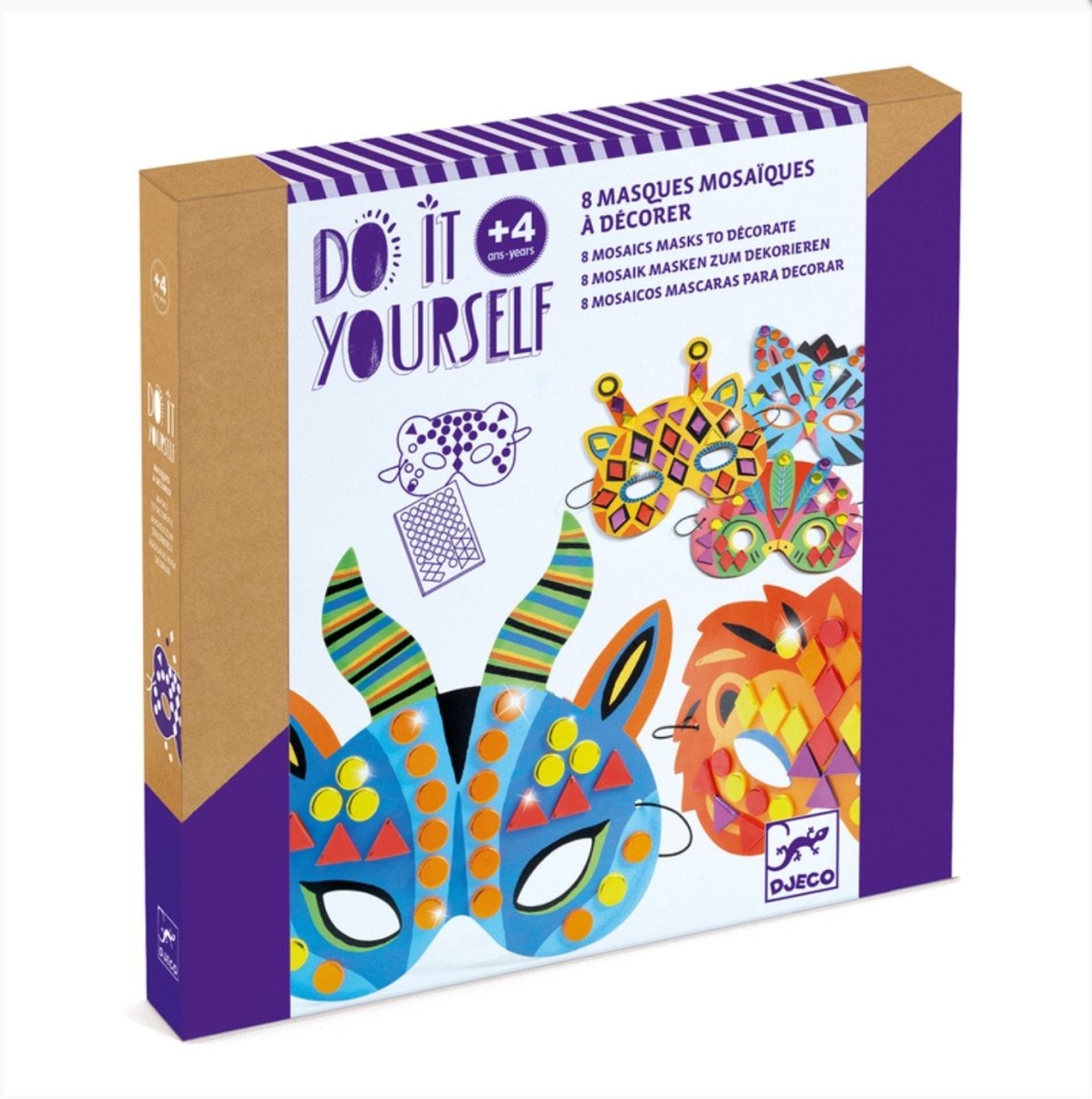 Djeco | Do It Yourself Jungle Animal Masks (Sticker Mosaics)