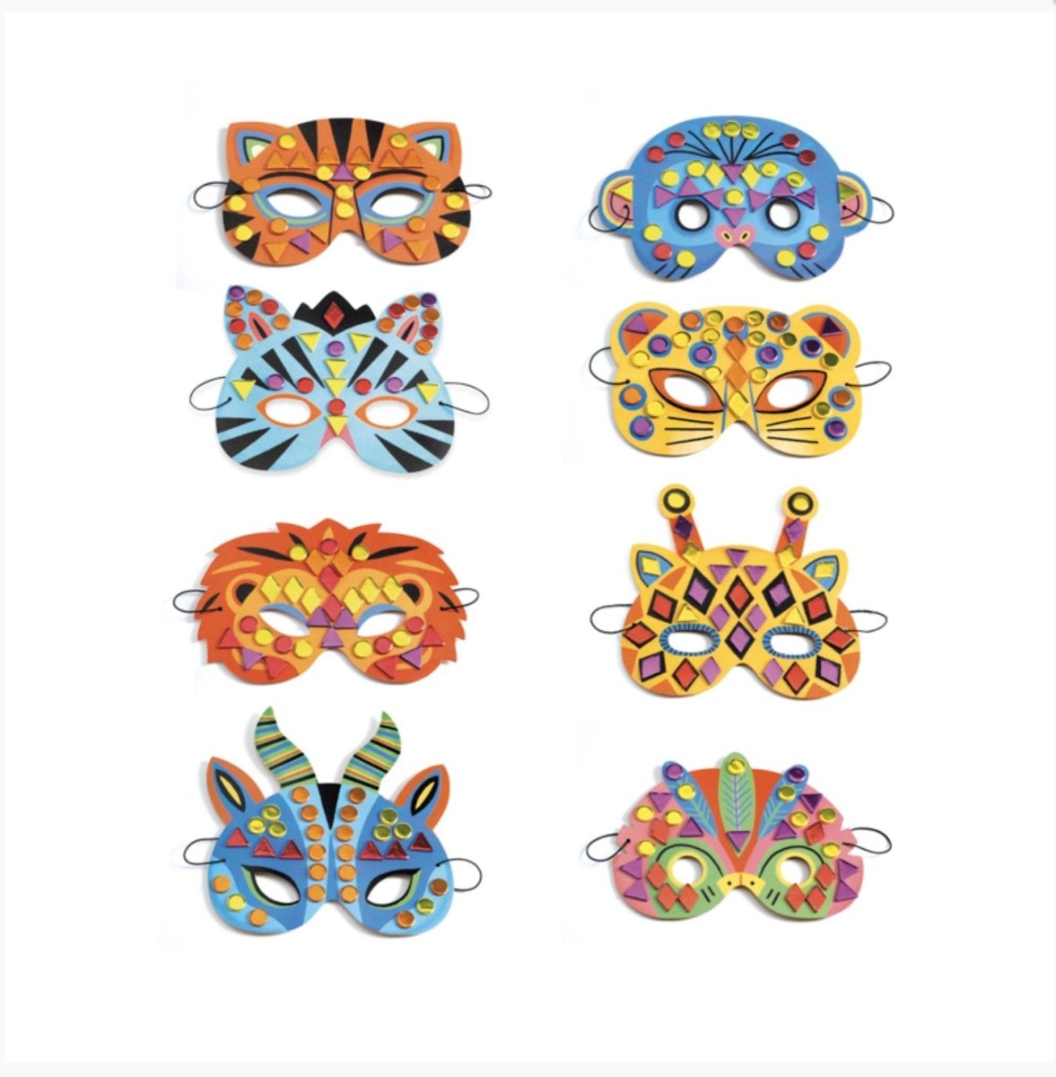 Djeco | Do It Yourself Jungle Animal Masks (Sticker Mosaics)