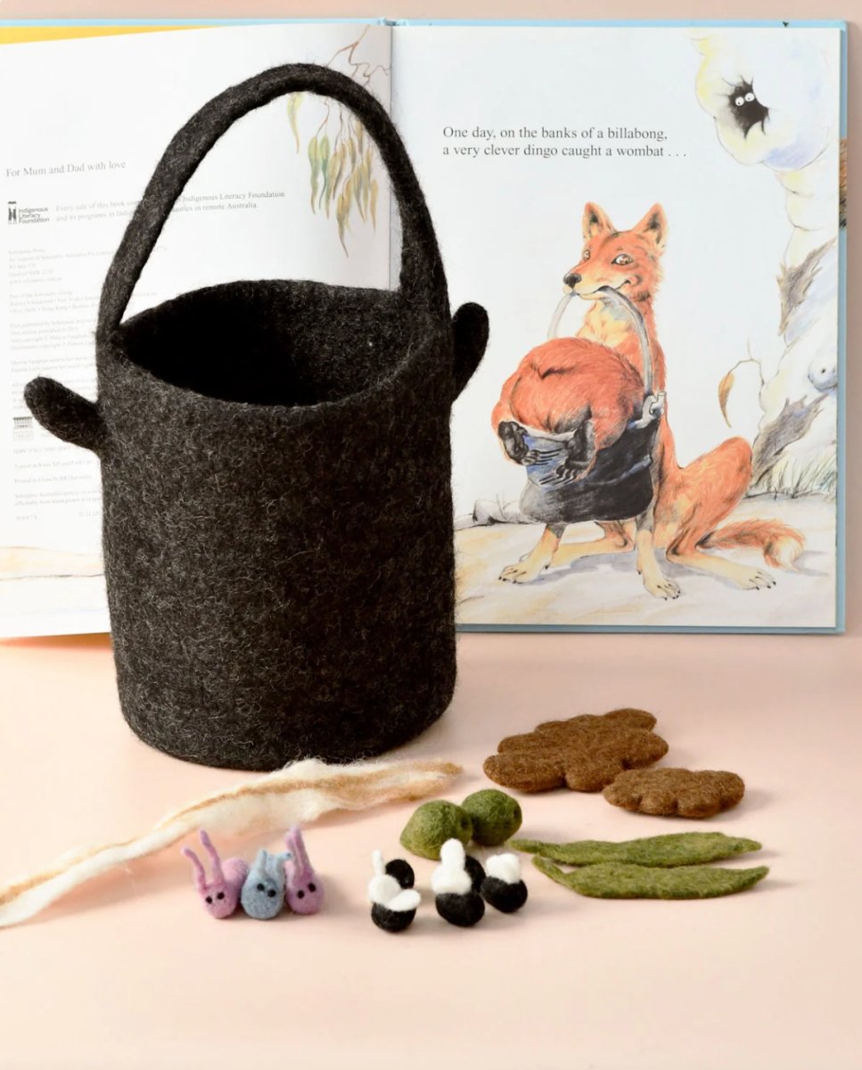 Felt "Wombat Stew" Billy Can and Small Parts Play - Tara Treasures