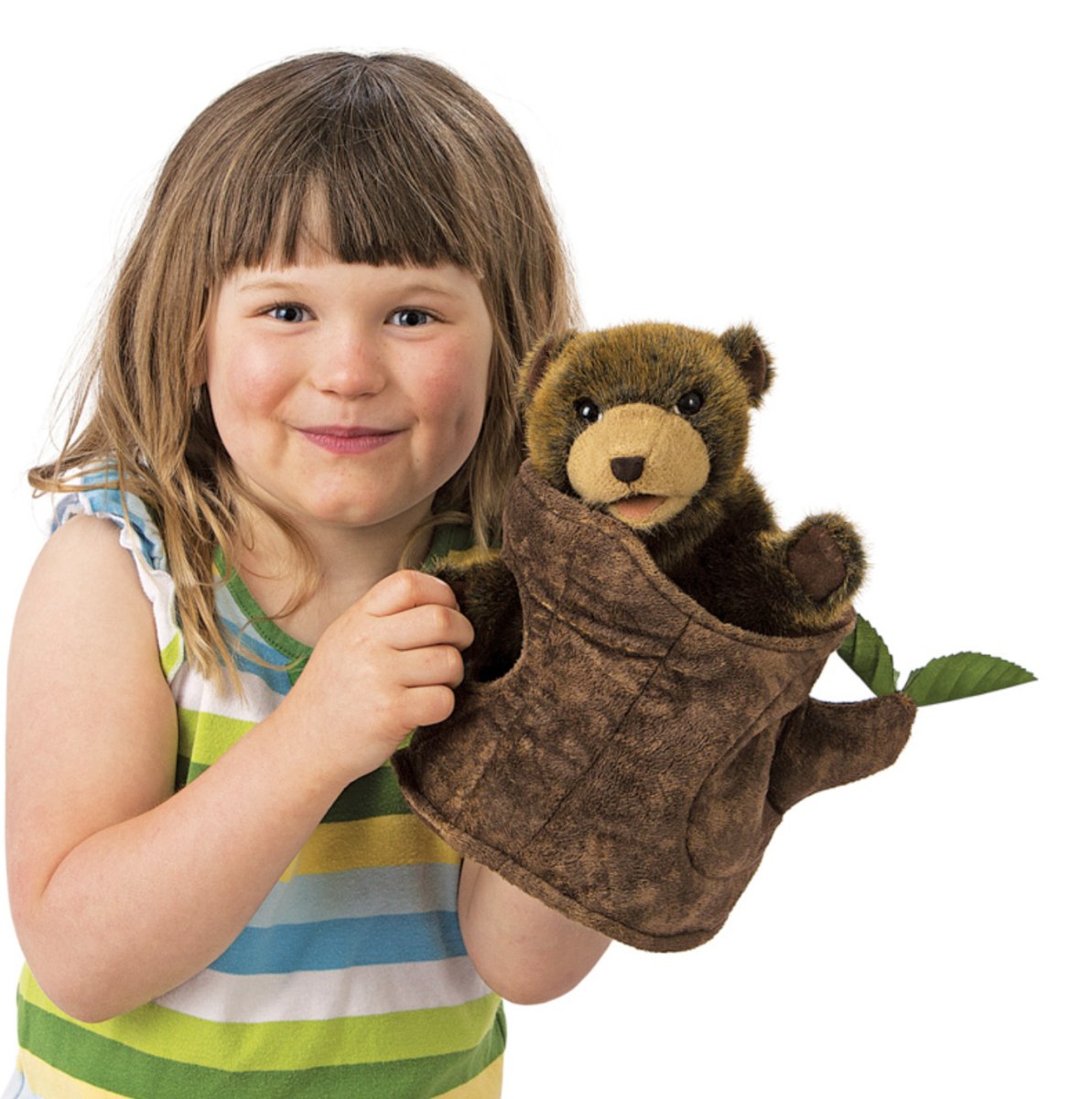 Folkmanis - Bear In Tree Stump Puppet
