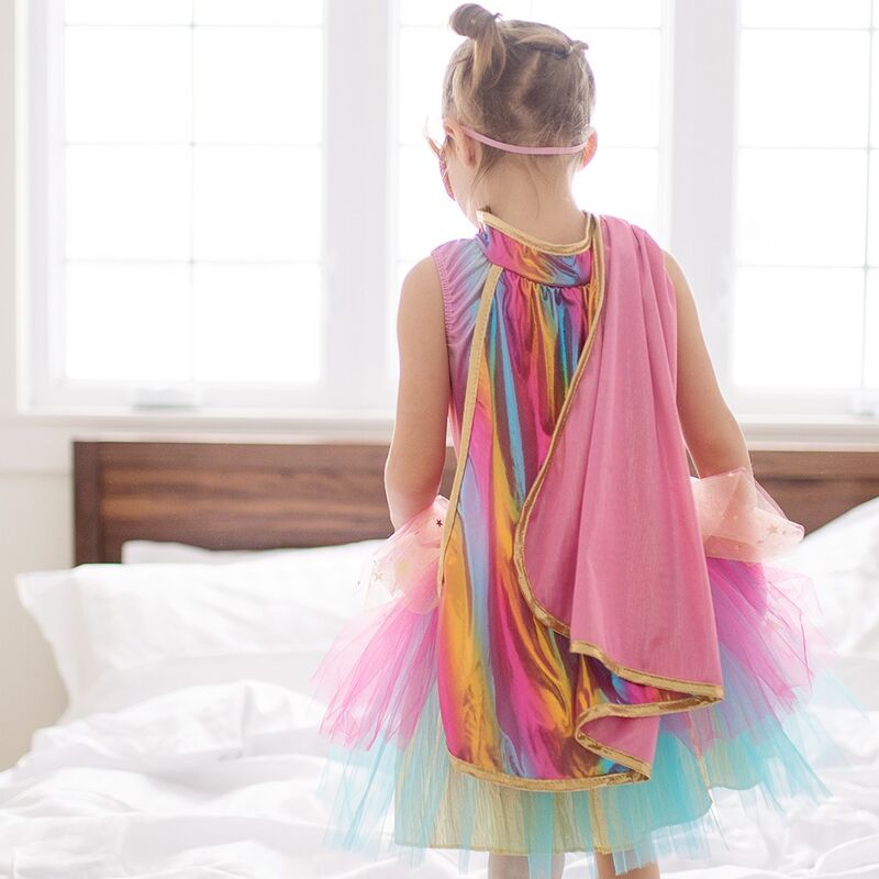 Great Pretenders - Super - duper Tutu, Cape & Mask, Pink & Gold Size 4 - 6