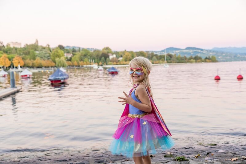 Great Pretenders - Super - duper Tutu, Cape & Mask, Pink & Gold Size 4 - 6