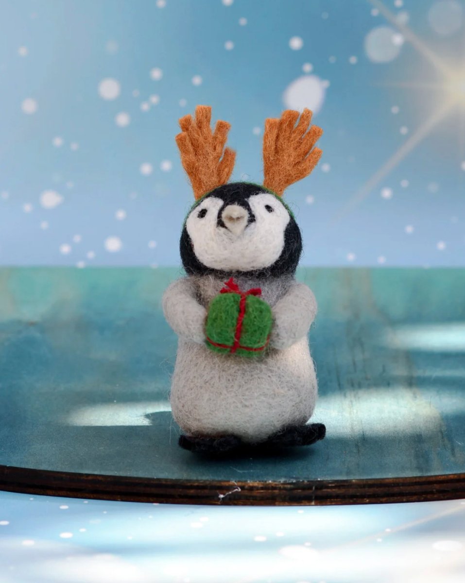 PREORDER: Christmas Felt Penguin with Present - Tara Treasures