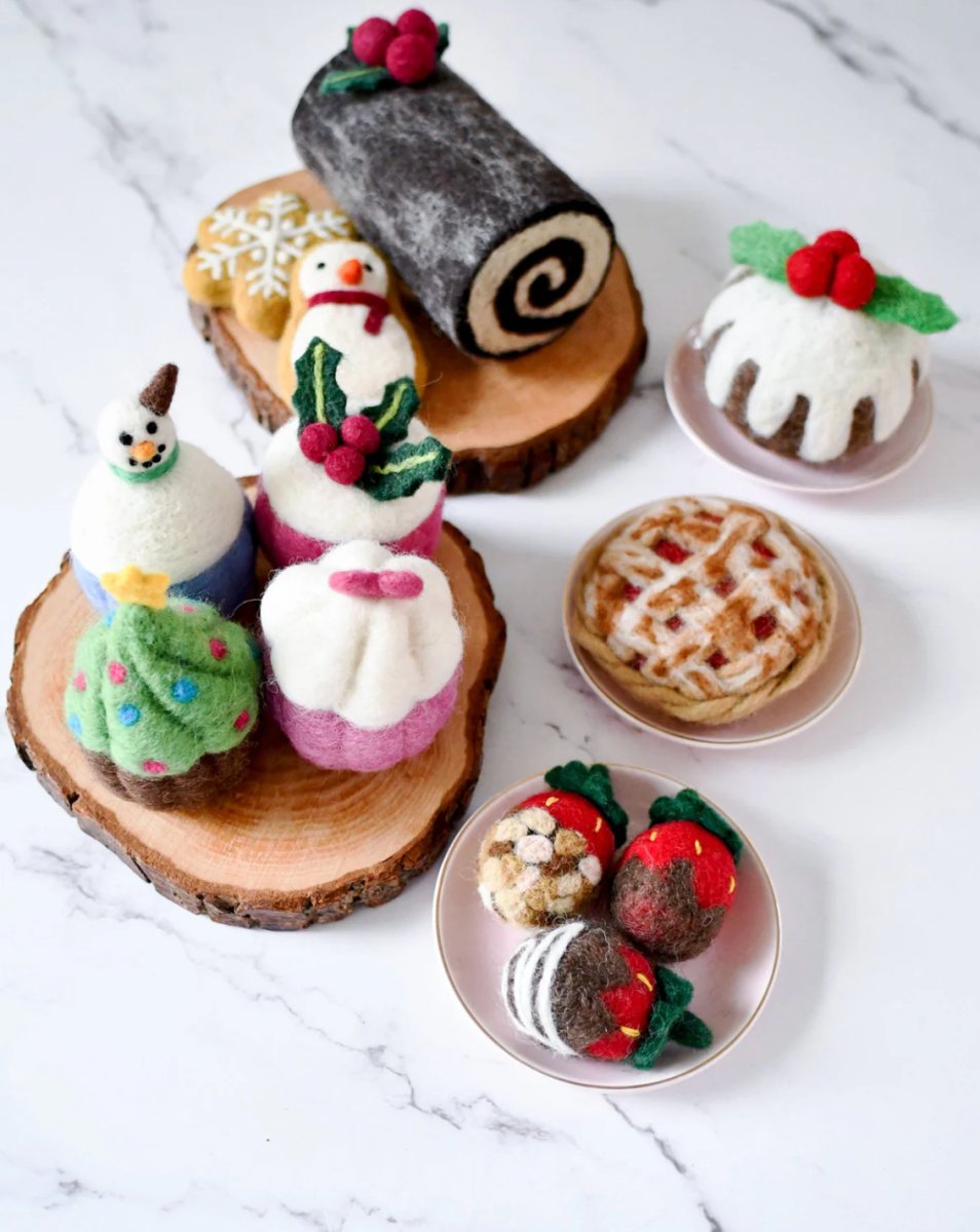 PREORDER: Christmas Felt Play Food - Snowman Cupcake | Tara Treasures