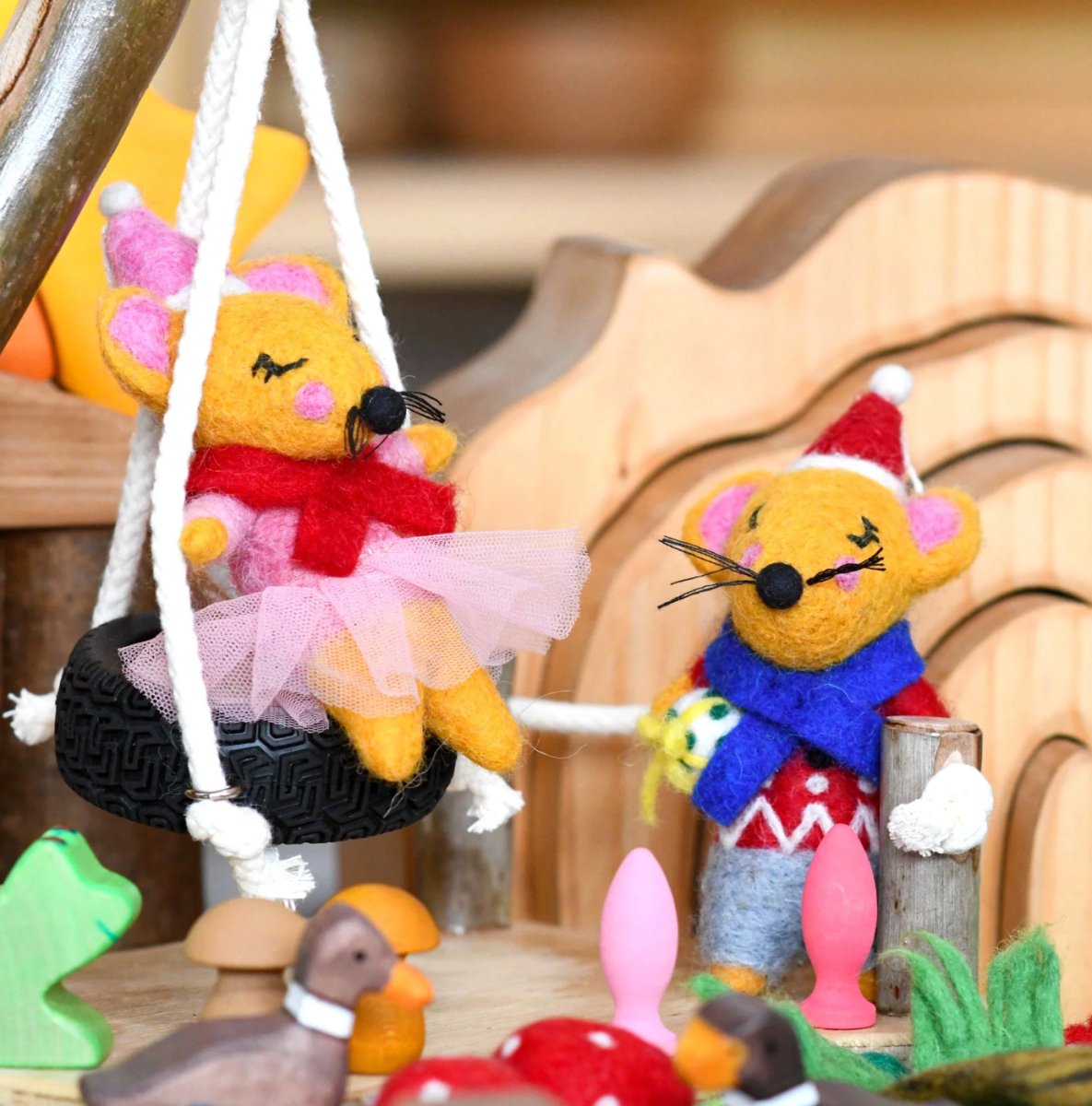 PREORDER: Felt Boy Christmas Mouse Ornament - Tara Treasures