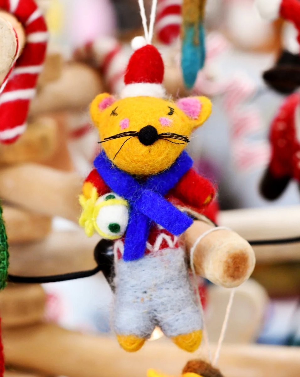 PREORDER: Felt Boy Christmas Mouse Ornament - Tara Treasures