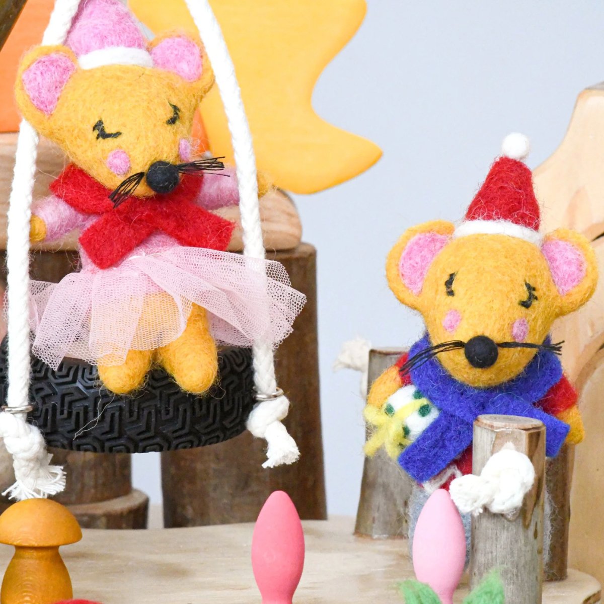 PREORDER: Felt Boy Christmas Mouse Ornament - Tara Treasures
