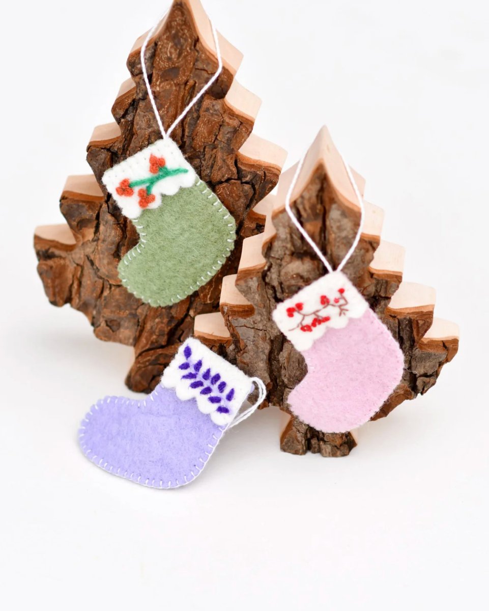 PREORDER: Felt Christmas Stocking Ornaments A (Set of 3) - Tara Treasures