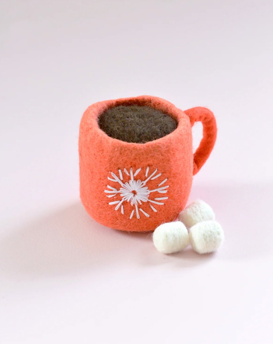 PREORDER: Felt Hot Chocolate Cacao with Marshmallows (Red Cup) - Tara Treasures