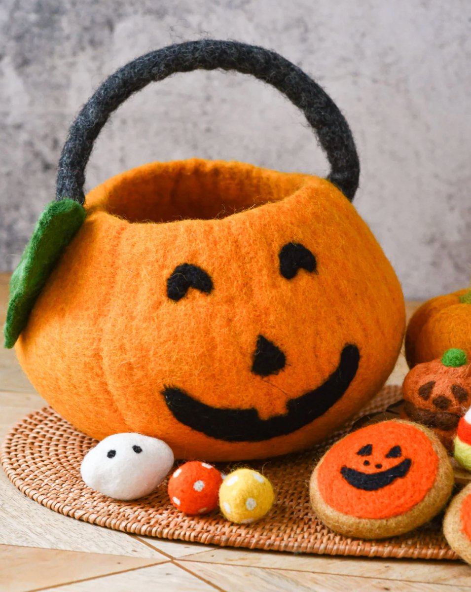 PREORDER: Felt Jack O' Lantern Pumpkin Bag - Tara Treasures