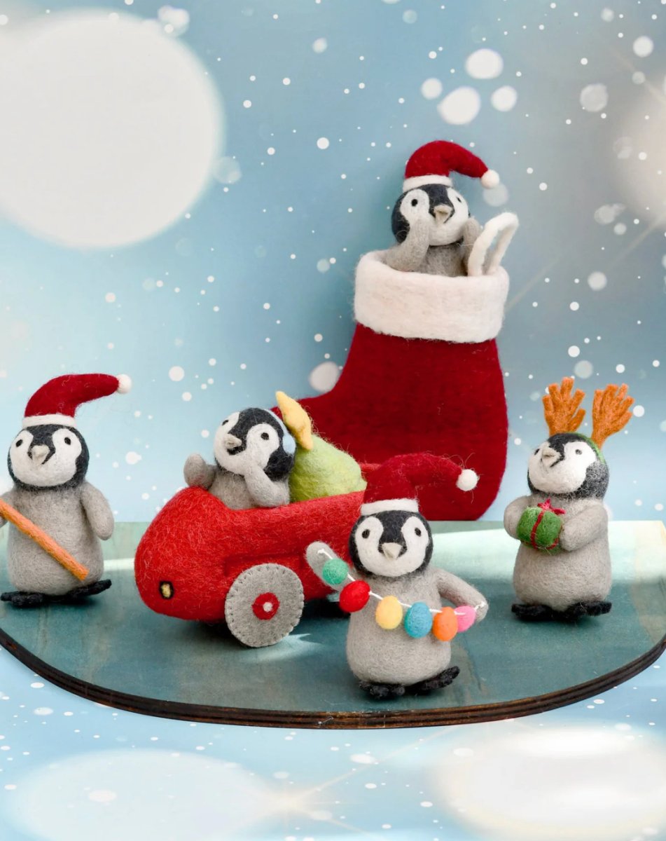 PREORDER: Felt Penguin in Christmas Stocking - Tara Treasures
