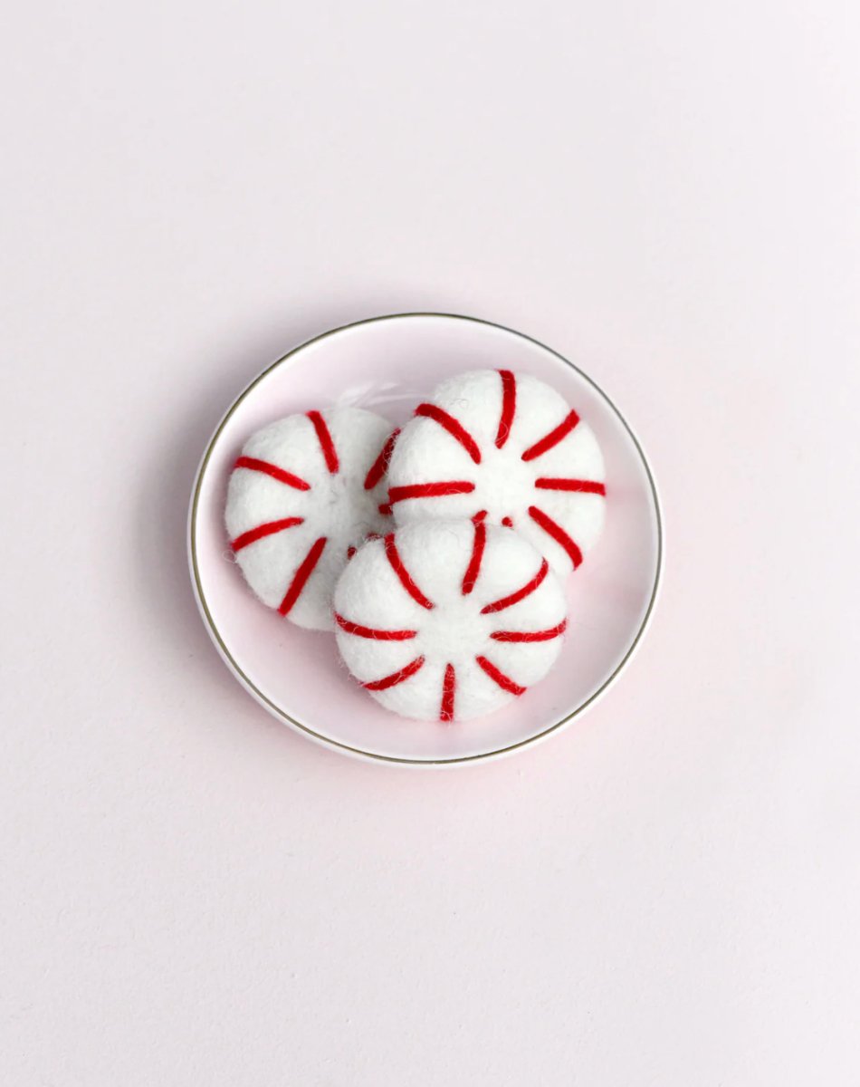 PREORDER: Felt Peppermint Candy Lollies (Red and White) set - Tara Treasures