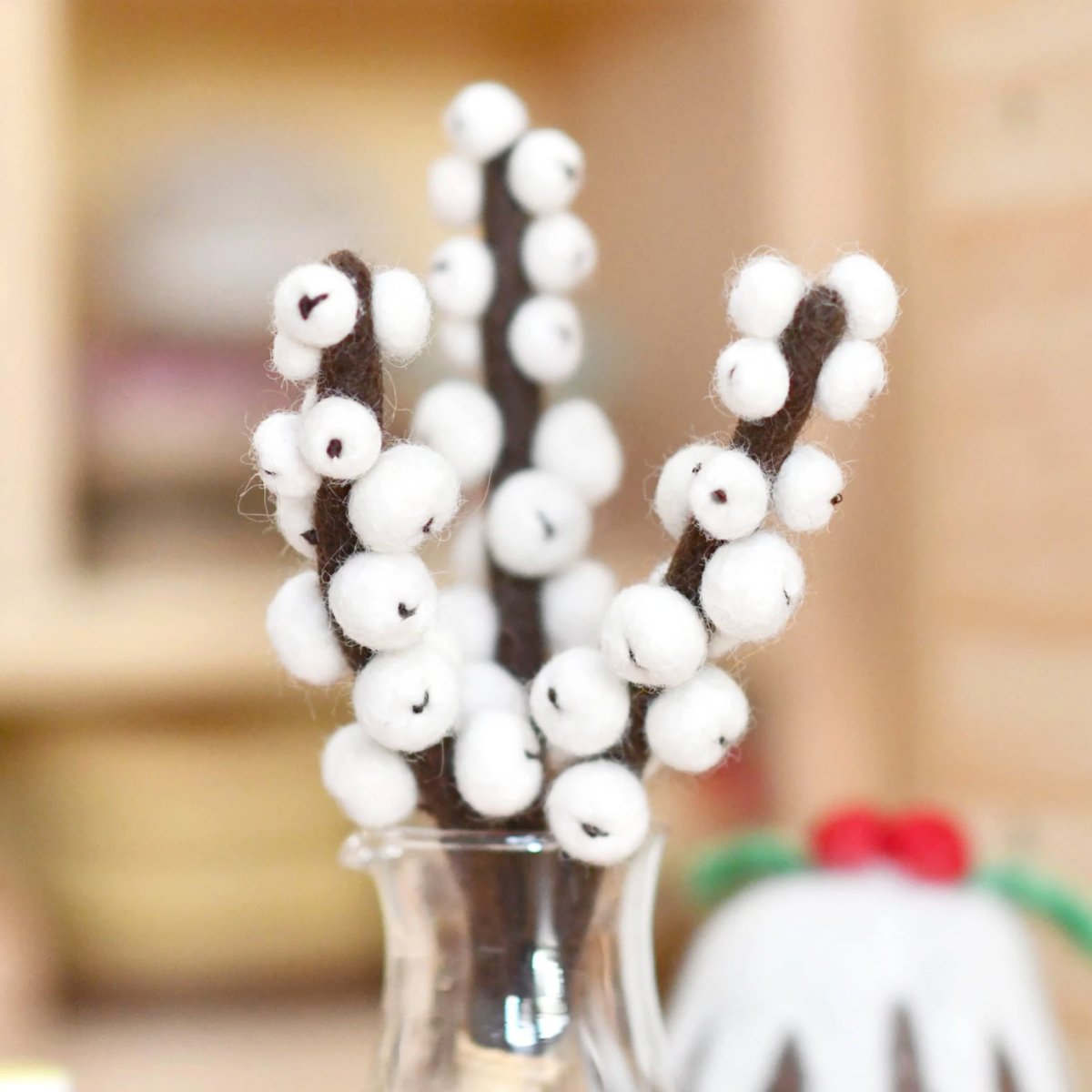 PREORDER: Felt White Winter Berry Stems (Set of 3) - Tara Treasures