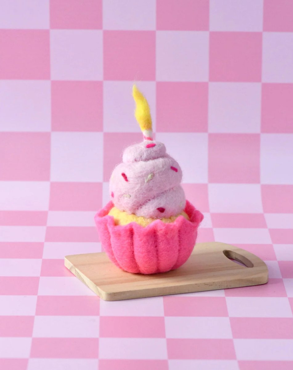PREORDER: Giant Pink Vanilla Cupcake with Candle - Tara Treasures
