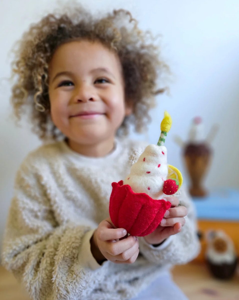 PREORDER: Giant Strawberry Cupcake with Candle - Tara Treasures