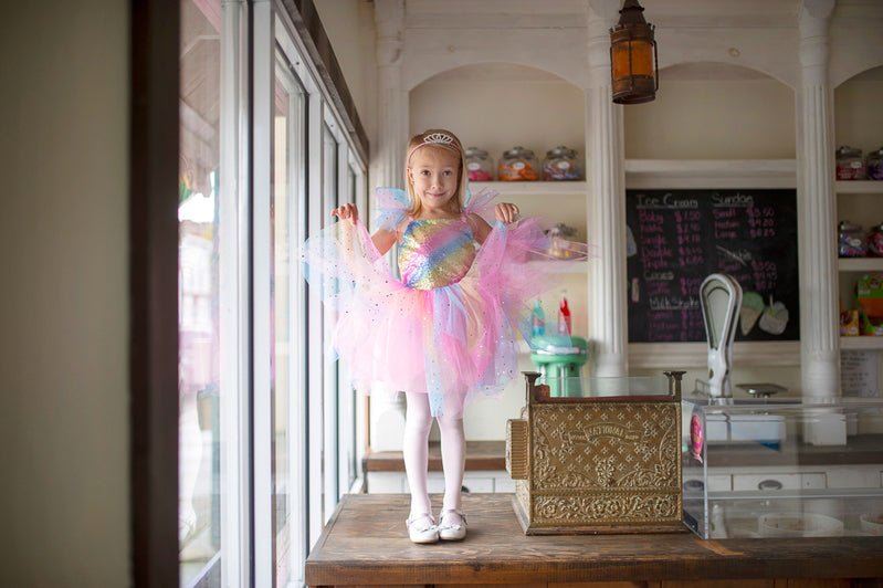 Rainbow Fairy Dress & Wings Size 7 - 8 | Great Pretenders