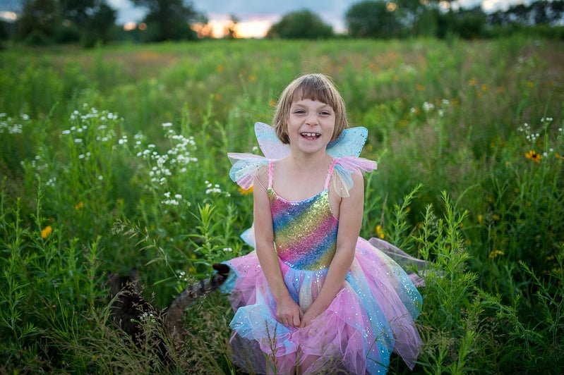 Rainbow Fairy Dress & Wings Size 7 - 8 | Great Pretenders