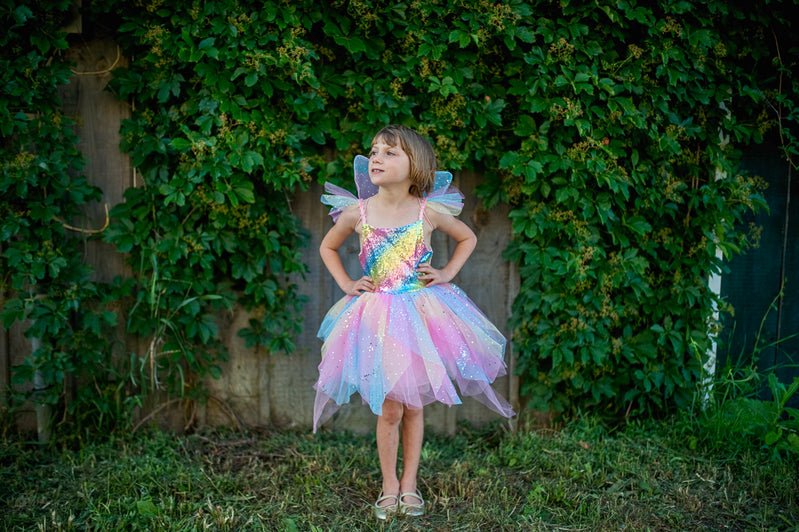 Rainbow Fairy Dress & Wings Size 7 - 8 | Great Pretenders