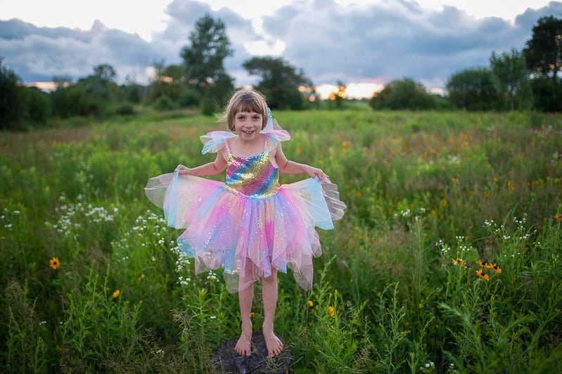 Rainbow Fairy Dress & Wings Size 7 - 8 | Great Pretenders