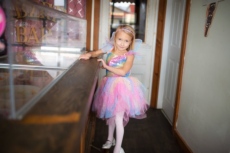 Rainbow Fairy Dress & Wings Size 7 - 8 | Great Pretenders