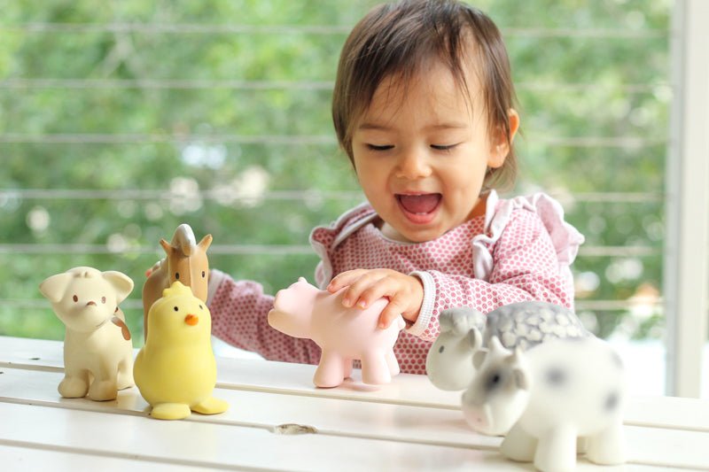 Set of 6 Tikiri Farm Animals Rubber Teether - Tikiri