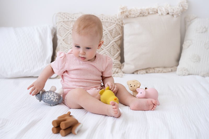 Set of 6 Tikiri Farm Animals Rubber Teether - Tikiri