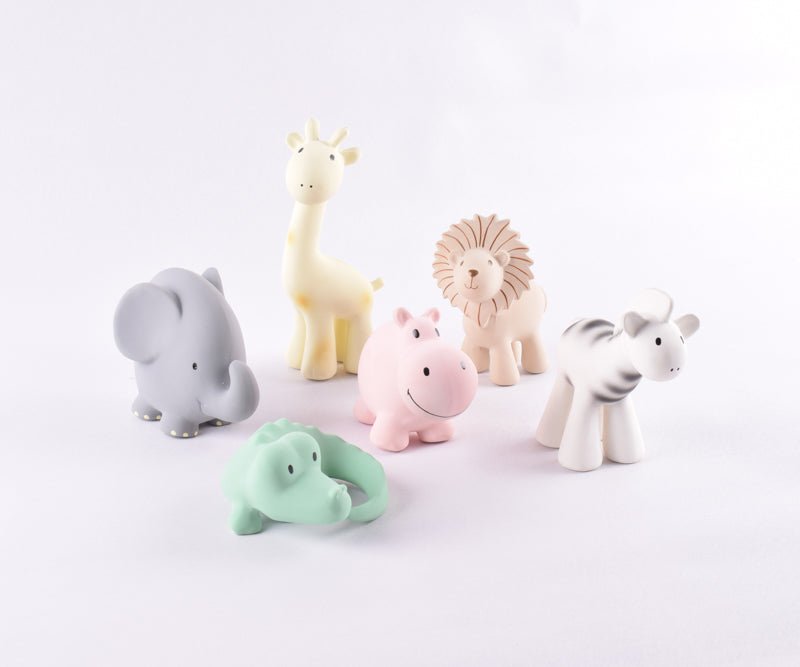 Set of 6 Zoo Animals Rubber Teething Toy - Tikiri
