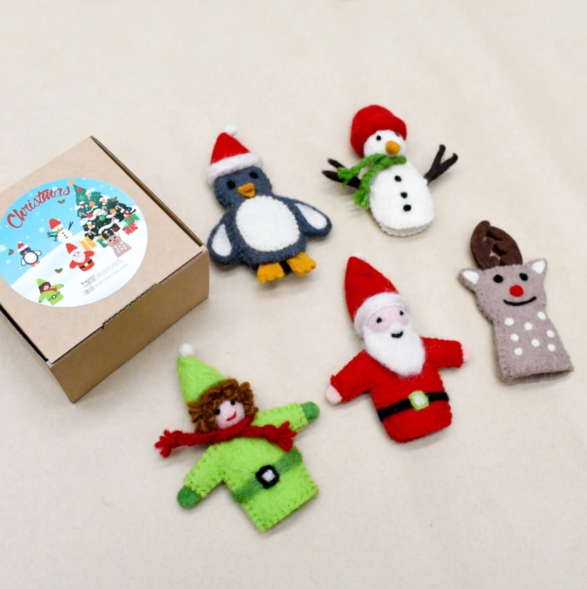 Tara Treasures | Christmas Santa, Finger Puppet Set