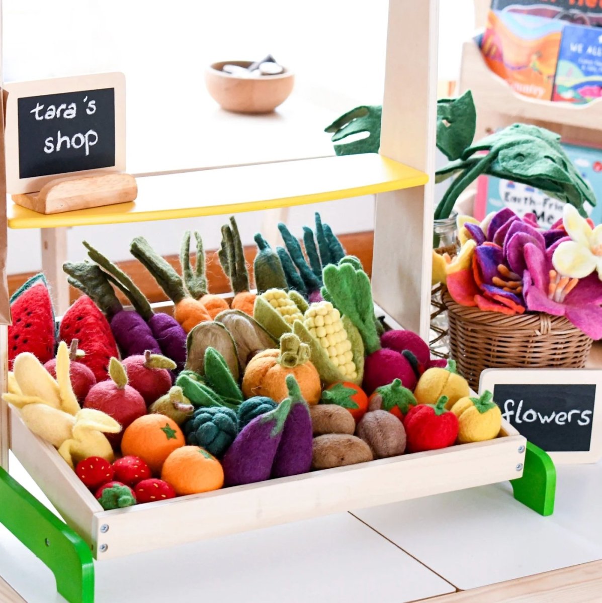 Felt Foods for Pretend Play Kitchen Vegetables And Fruits Set A Bean and Sprouts Toys