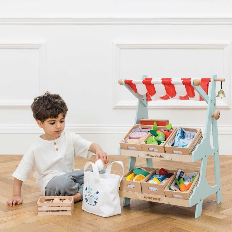 Wooden Market Stall & Fruit Play Food Crate - Le Toy Van