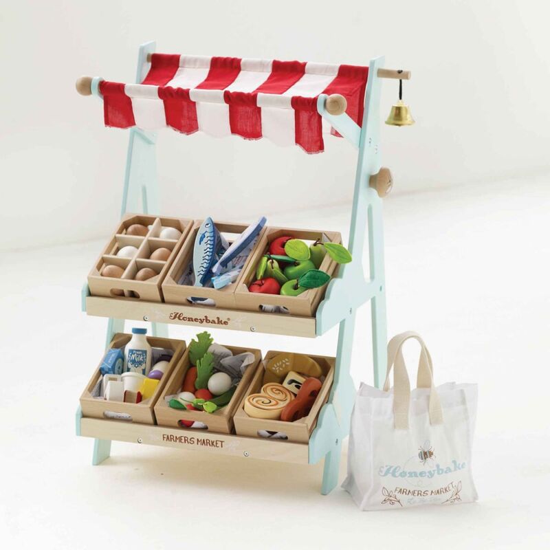 Wooden Market Stall & Fruit Play Food Crate - Le Toy Van