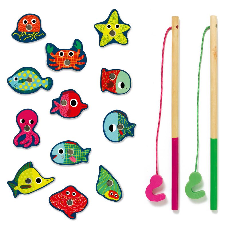 12 piece Magnetic Coloured Fishing - Djeco