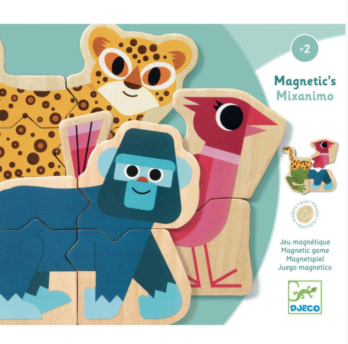 24 piece Wooden Magnetic Mixanimo Animal Set - Djeco