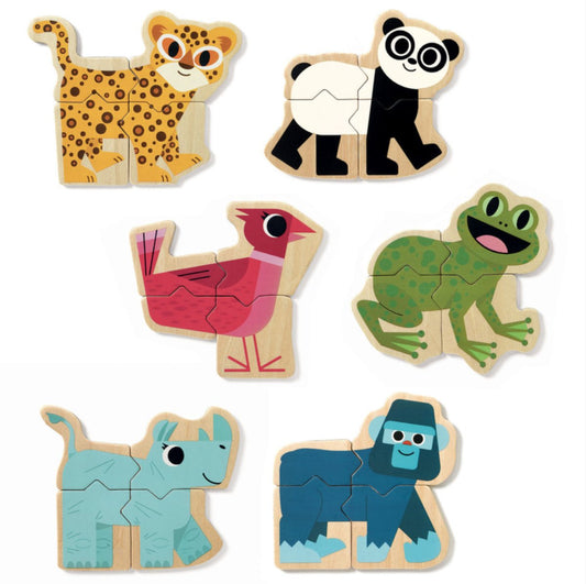 24 piece Wooden Magnetic Mixanimo Animal Set - Djeco