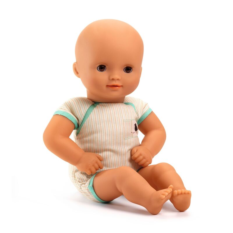 32 cm Pomea Machine Washable Soft Body Doll in Green - Djeco