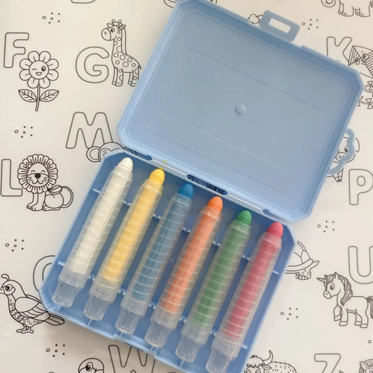 6 Retractable Washable Crayons + Pencil Case - Magplay