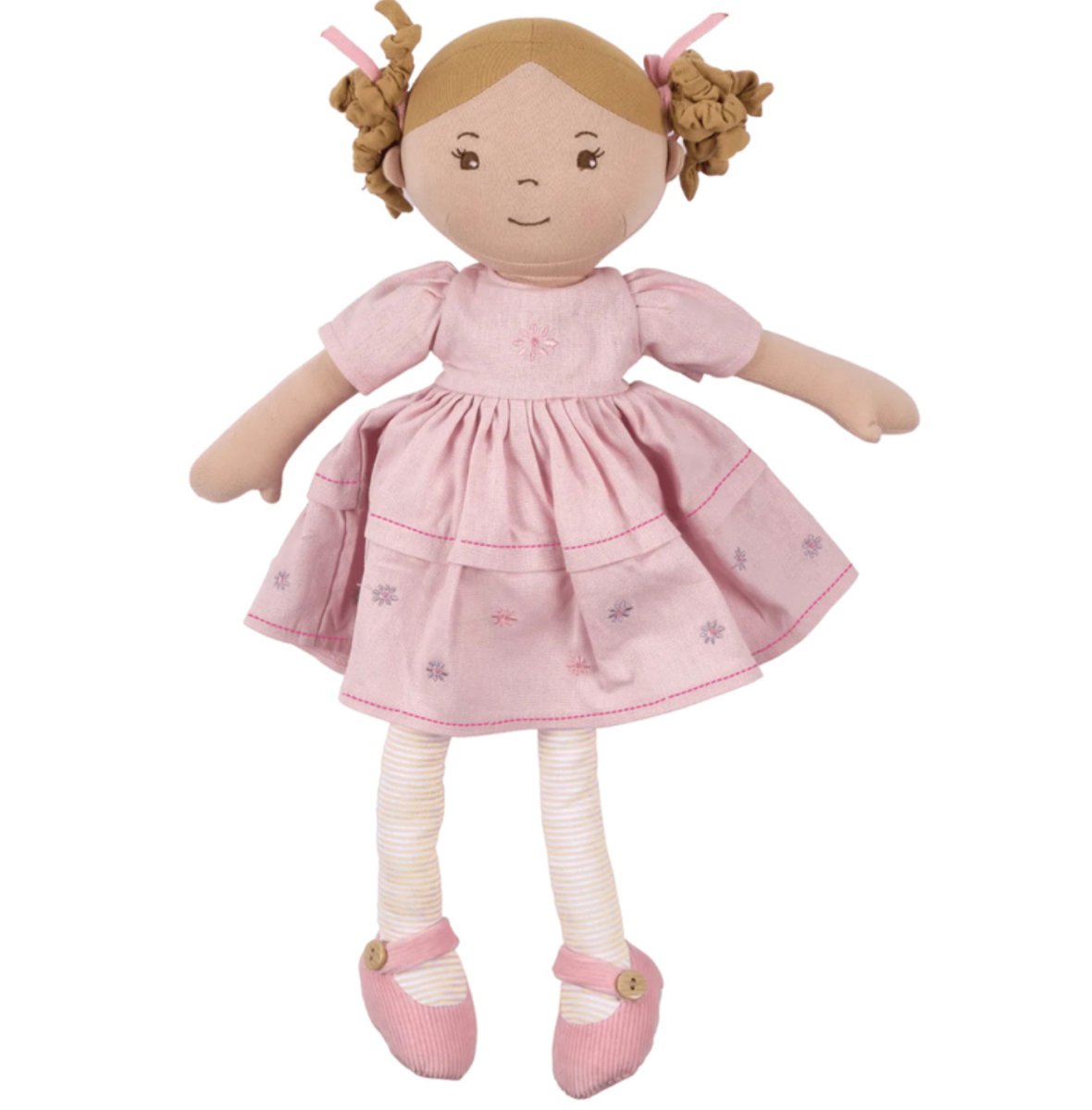 Amelia Linen Doll With Brown Hair - Bonikka