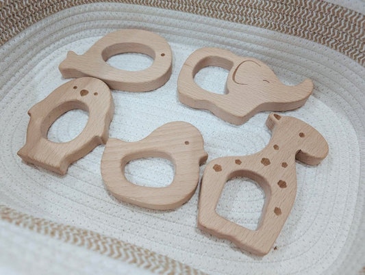 natural wood baby teether