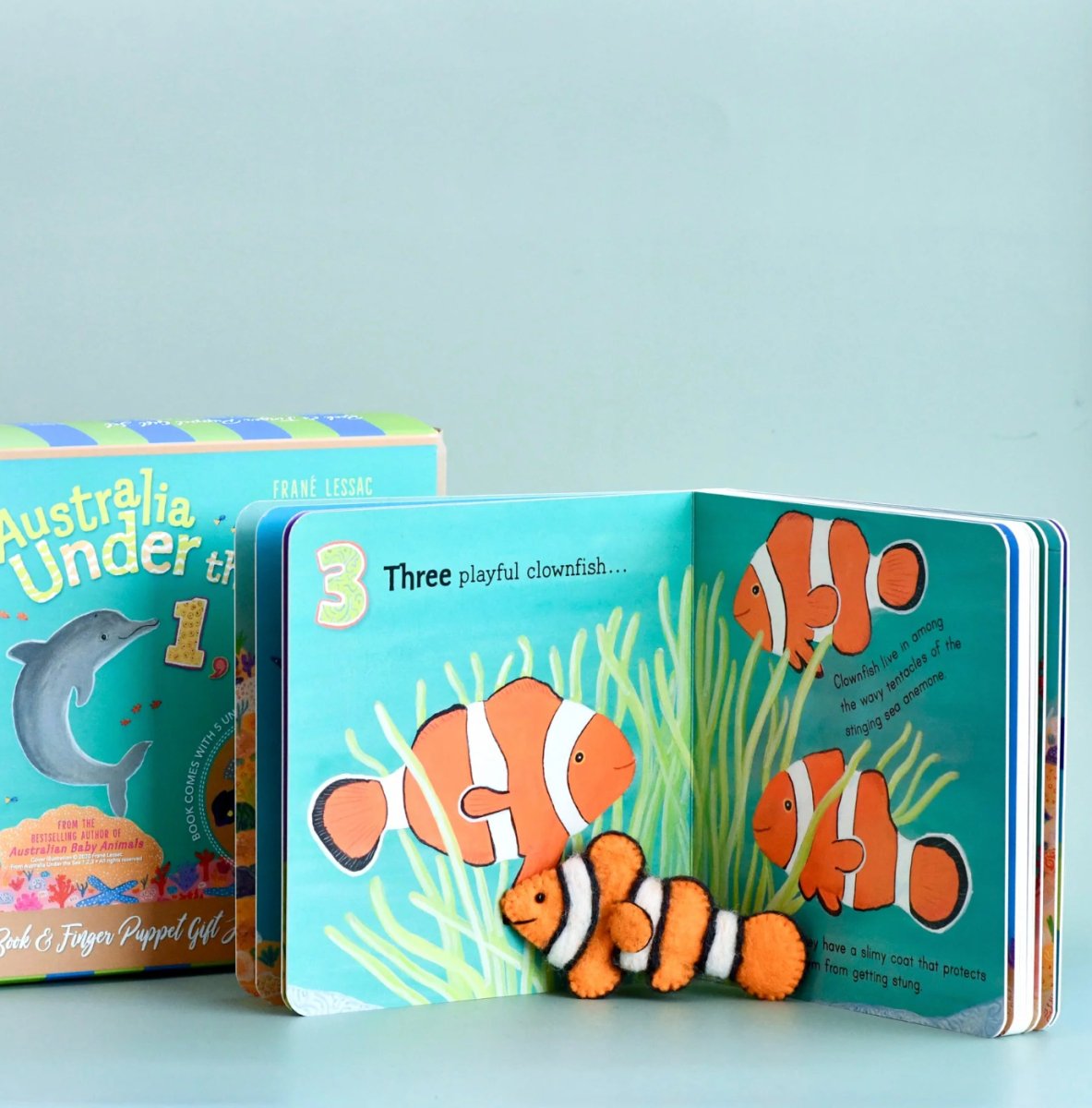 Australia Under the Sea 1, 2,3 by Frané Lessac Book and Finger Puppet Set - Tara Treasures