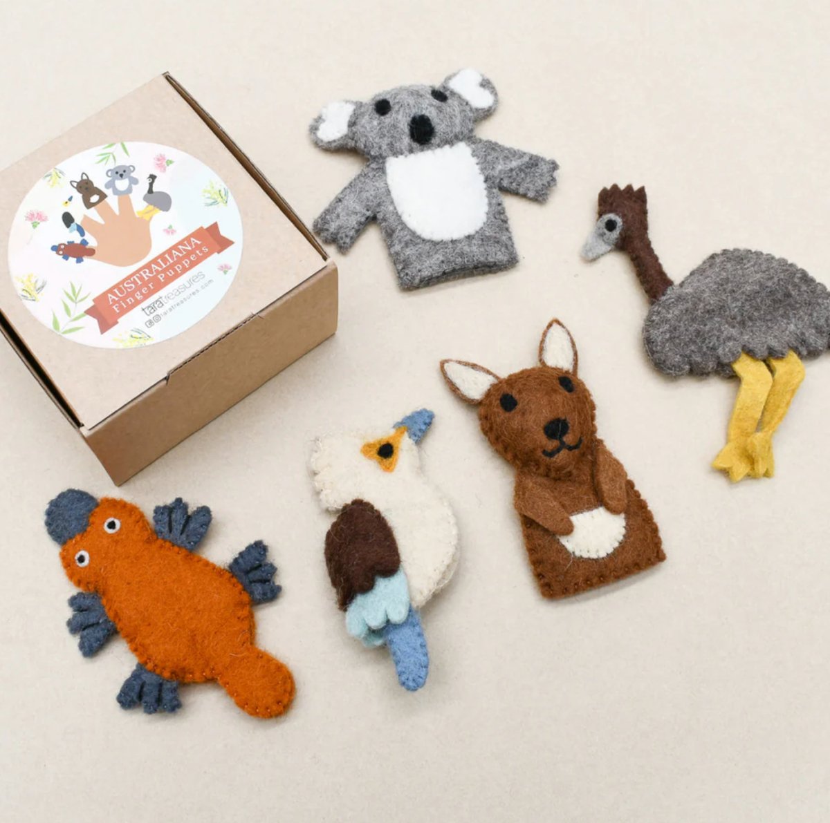 Australian Animals A - Tara Treasures Finger Puppet Set