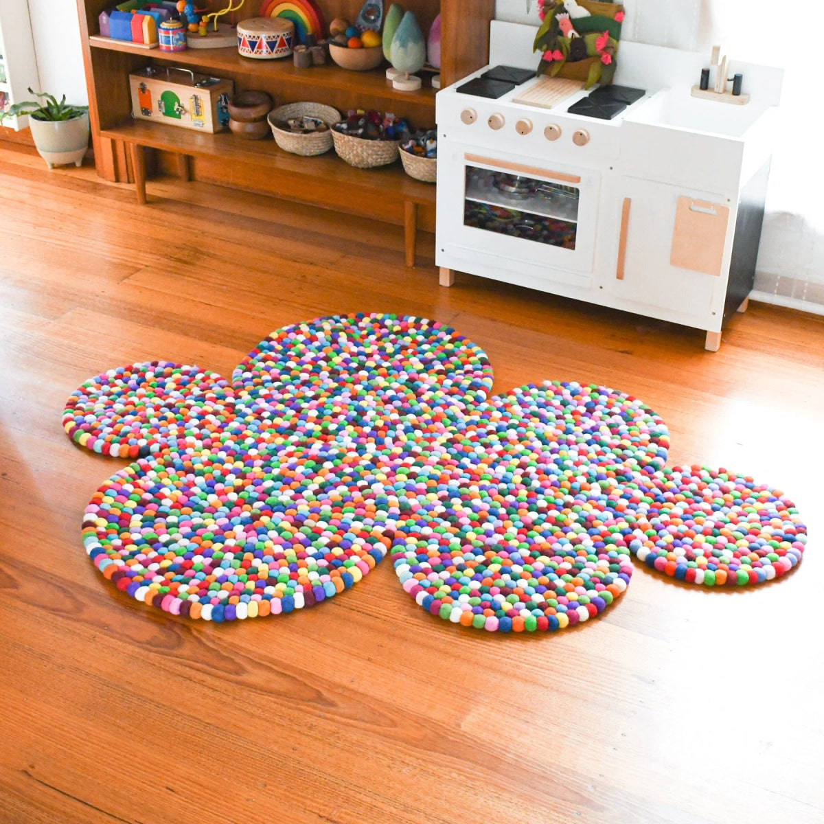 Colourful Cloud Felt Ball Rug (170cm) - Tara Treasures