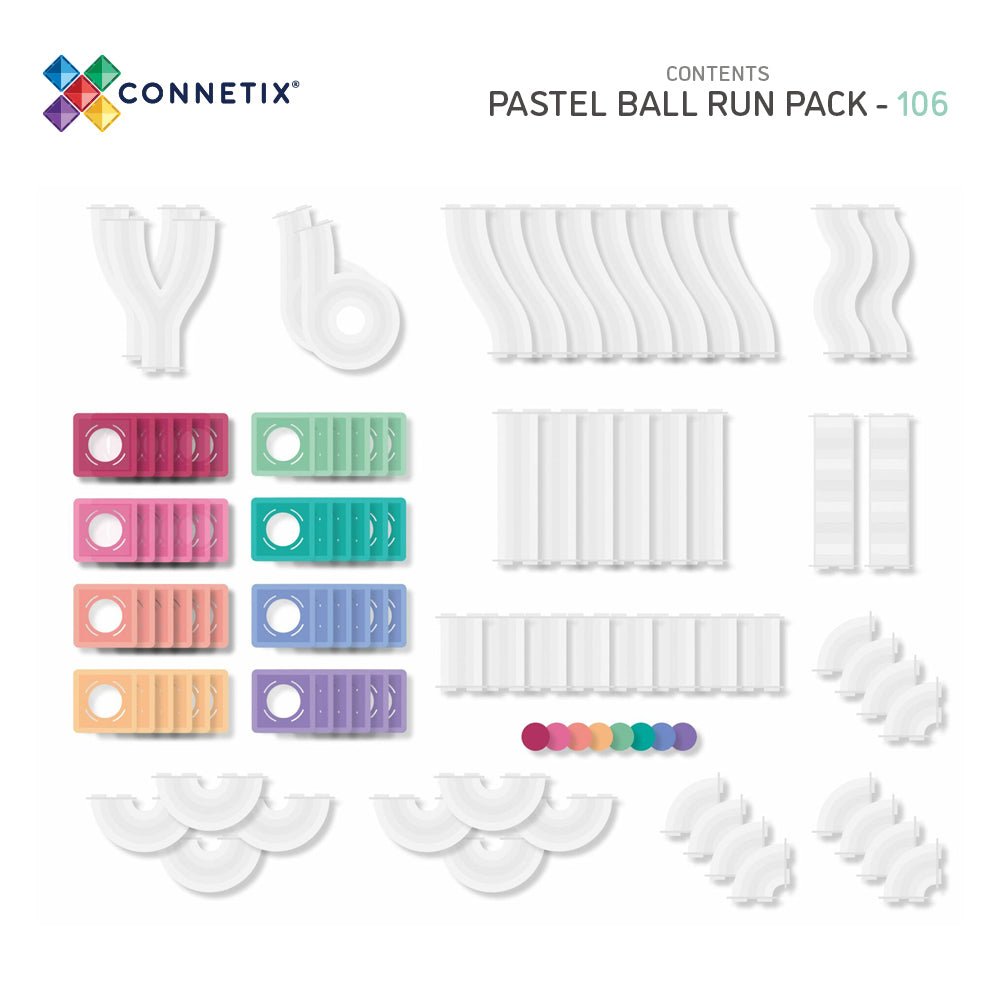 Connetix Tiles - Pastel Ball Run Pack 106pc