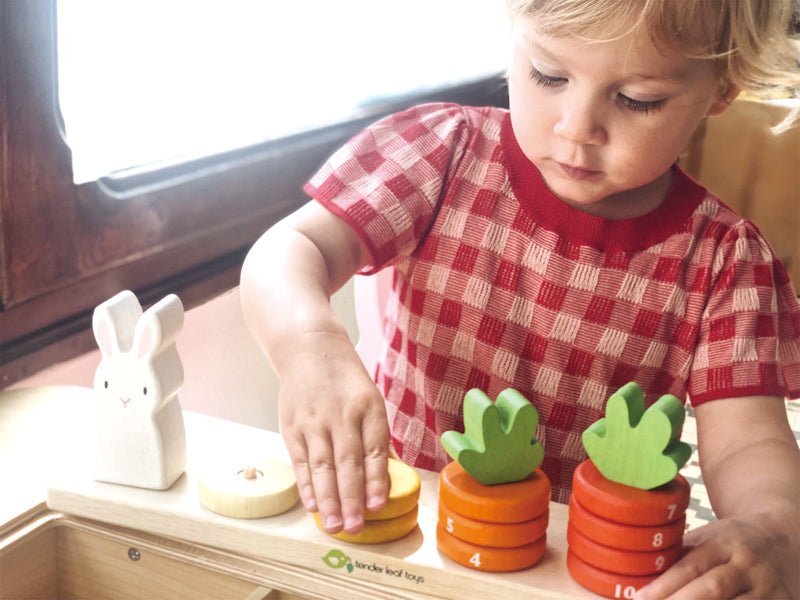 Counting Carrots Wooden Stacker - Tender Leaf Toys