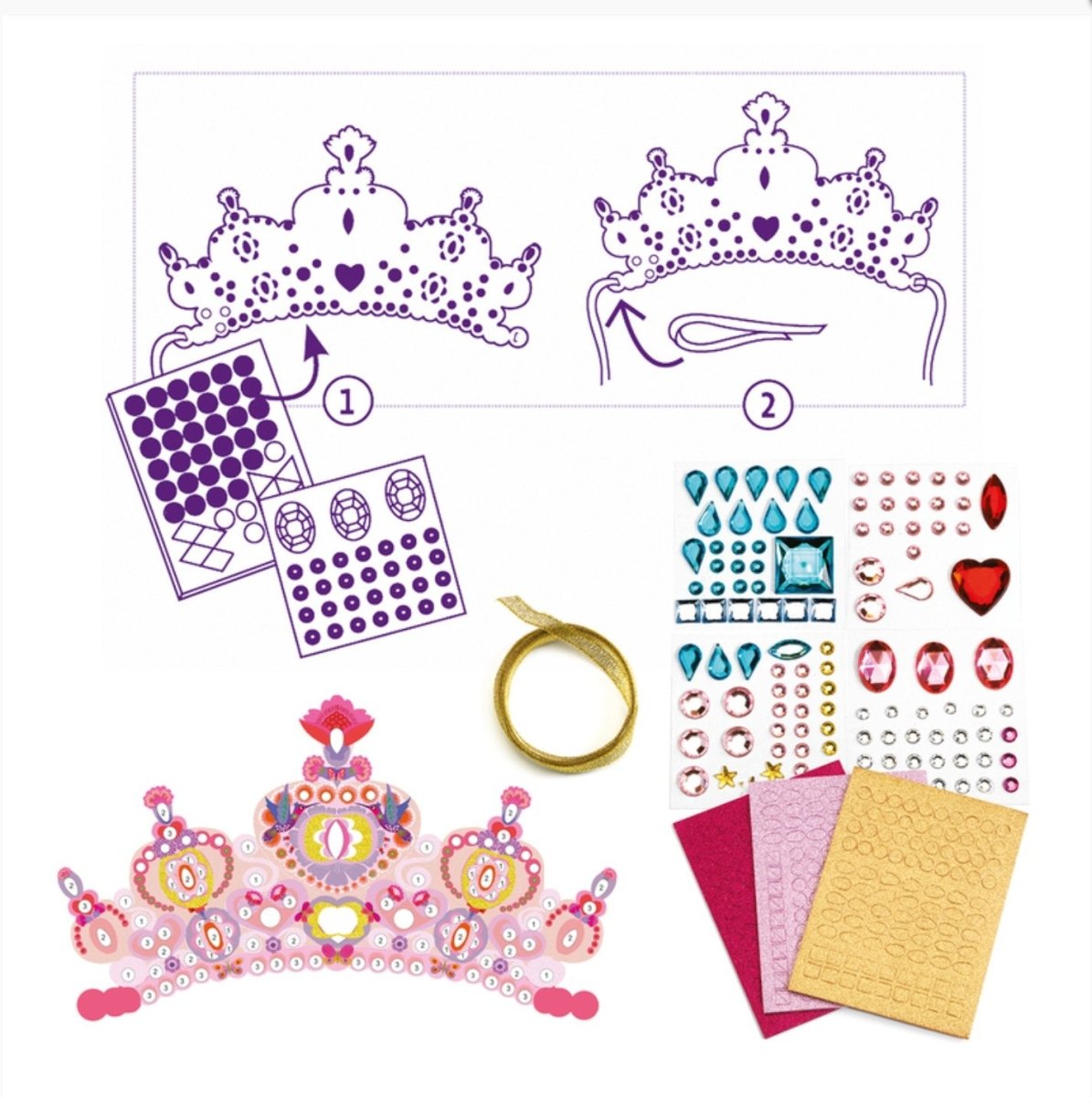 Djeco | Do It Yourself Like A Princess Tiaras (Mosaic Stickers)