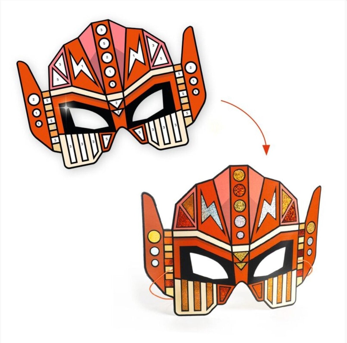 Djeco | Do It Yourself Super Robots Masks (Metallic Stickers)