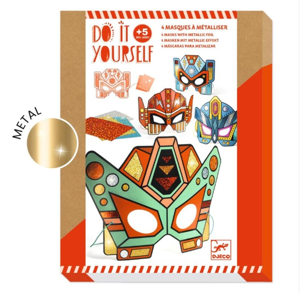 Djeco | Do It Yourself Super Robots Masks (Metallic Stickers)