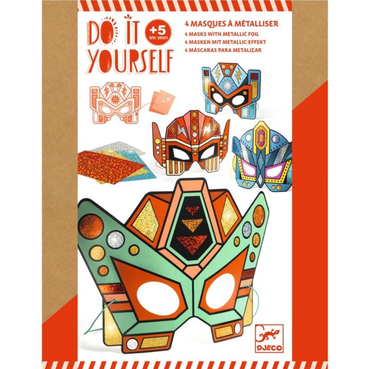 Djeco | Do It Yourself Super Robots Masks (Metallic Stickers)